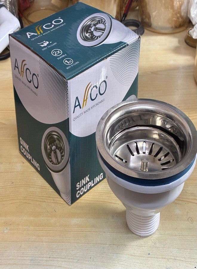 AFFCO - Round Shaped Premium PVC Kitchen Sink Coupling for Home | Sink Coupling for Kitchen Sink| Durable Sink Drainer with Chrome Finish (Pack of 1, Size: 4 Inches) - Image 1